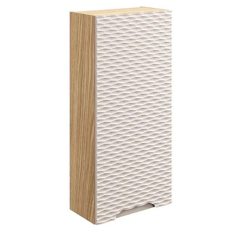 Lomadox Hängeschrank OLUO-56-BEIGE Wandschrank Badschrank, Eiche mit beige, 3D-Struktur, Braun, – Produktbild 3 von 4