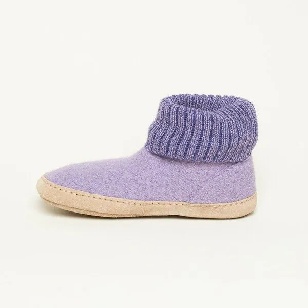 Gottstein Gottstein Hüttenschuh Dakota - Hoher Filzhausschuh für Damen & Herren aus 100% Schurwolle mit extra bequemer Ledersohle & elastischem Strickbund, Flieder, – Produktbild 3 von 4
