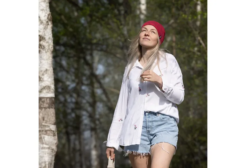 alpengoa Beanie Baumwoll Mütze Modell Leaf, Rot, – Produktbild 5 von 5