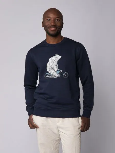 watapparel watapparel Sweatshirt Unisex Bär auf Bike, French navy, – Produktbild 2 von 4
