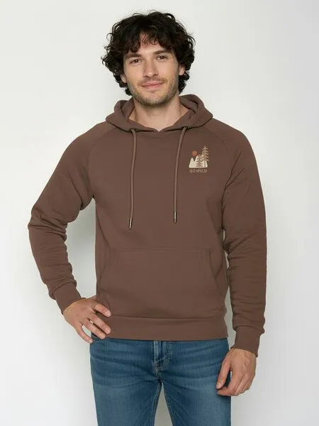GreenBomb GREENBOMB Wild Pines Trek - Hoodie aus Bio-Baumwolle mit Raglan-Arm / hochwertiger Print / GOTS / Fair & Vegan, Braun (earth wood), – Produktbild 1 von 4