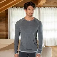 Dagsmejan Dagsmejan Herren Langarmshirt aus Merino Wolle, Dark grey melange, – Produktbild 1 von 1