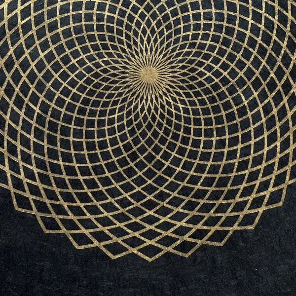 Veskor Cassiopeia Veskor Cassiopeia LOTUS DES LEBENS Heilige Geometrie Linoldruck | 27,5 x 27,5 cm | Gold auf Naturweiß – Produktbild 4 von 8