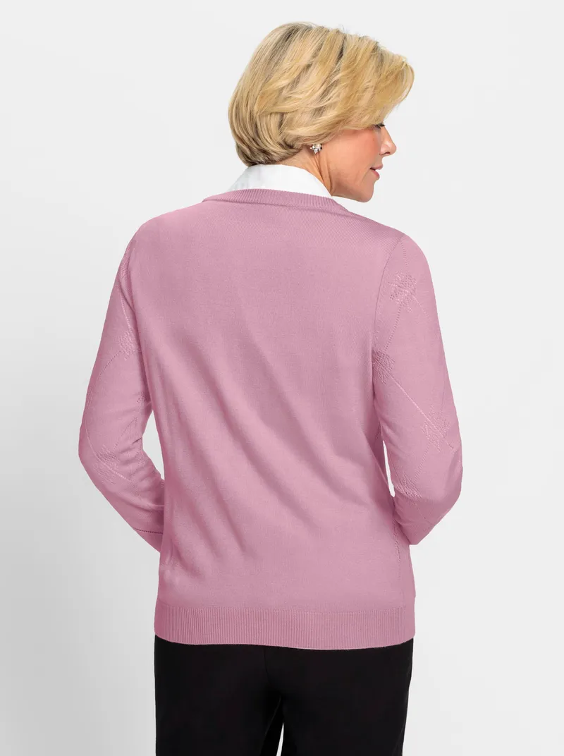 Witt Ajourstrickjacke, Rosé, – Produktbild 1 von 2