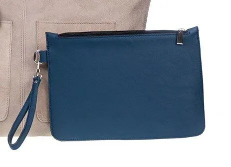Ritagli di G Ritagli di G Tag und Abend Leder Clutch Tasche LIZ mit Griff 100% Made in Italy, Blau, – Produktbild 2 von 3