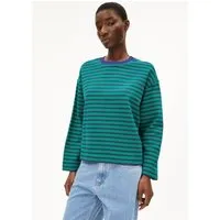 ARMEDANGELS ARMEDANGELS FRANKAA MAARLEN STRIPE Damen Sweatshirt aus Bio-Baumwolle, Emerald green-blue noon, – Produktbild 1 von 1