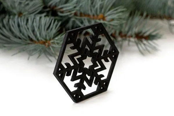 BeWooden BeWooden 6St.Weihnachtsdekoration aus Holz "Schnee" / 2 verschiedene Farben, Schwarz, – Produktbild 2 von 3