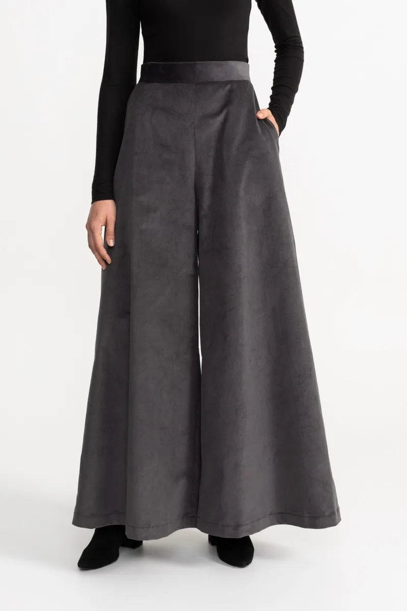 De IONESCU De IONESCU Damen vegan Hose Palazzo Cord, Hellgrau, – Produktbild 2 von 2