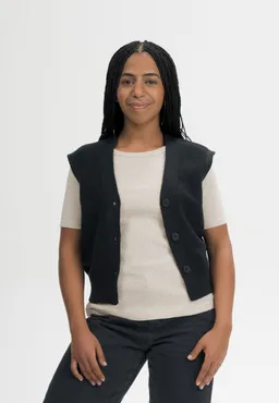 MELA MELA Damen vegan Strickweste Structured Bhoja Schwarz – Produktbild 1 von 1