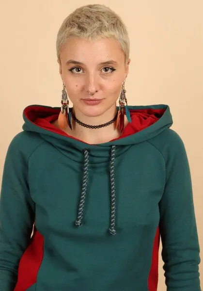 Die rote Zora Die rote Zora Hoodiekleid mit Taschen, Chilis (grün-rot), – Produktbild 4 von 4