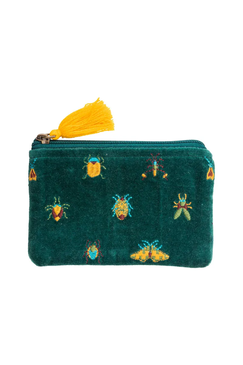 Tranquillo Samttäschchen VIBRANT BEETLES (Bio-Baumwolle) - grün – Produktbild 1 von 2