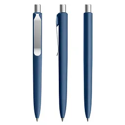 prodir prodir® Druckkugelschreiber DS8 Soft Touch PSR Push, blaue Mine, dunkelblau/silber satiniert, Silber / dunkelblau, – Produktbild 1 von 1