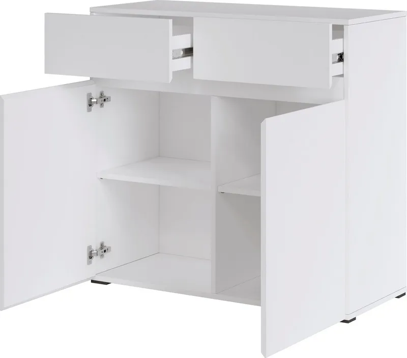 Home affaire Kommode Rimini, Kommodenschrank, Schubladenschrank, 2 Schubladen, 2 Türen, Breite 90 cm, Weiß, – Produktbild 4 von 8