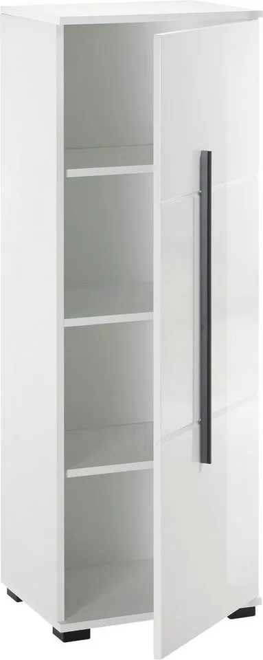 Home affaire Midischrank Cantara, Badschrank in Hochglanz Weiß, Schrank im modernen Design mit schwarzen Griffen, ausreichend Stauraum, Weiß, – Produktbild 8 von 8