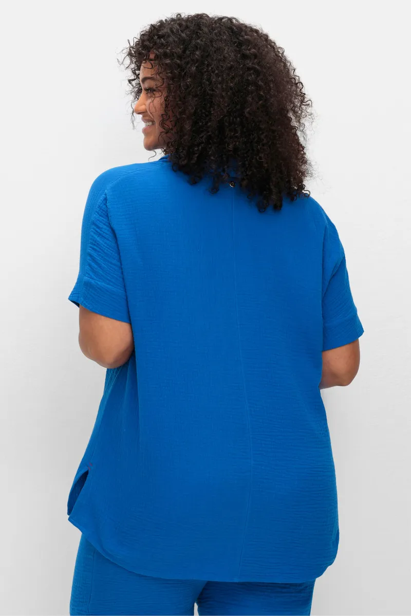 sheego Hemdbluse kobaltblau, Kobaltblau, – Produktbild 2 von 2