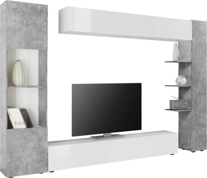 OTTO home Wohnwand Sorano, (Set, 4-St), Kompaktwohnwand mit viel Stauraum, Grau, – Produktbild 1 von 5