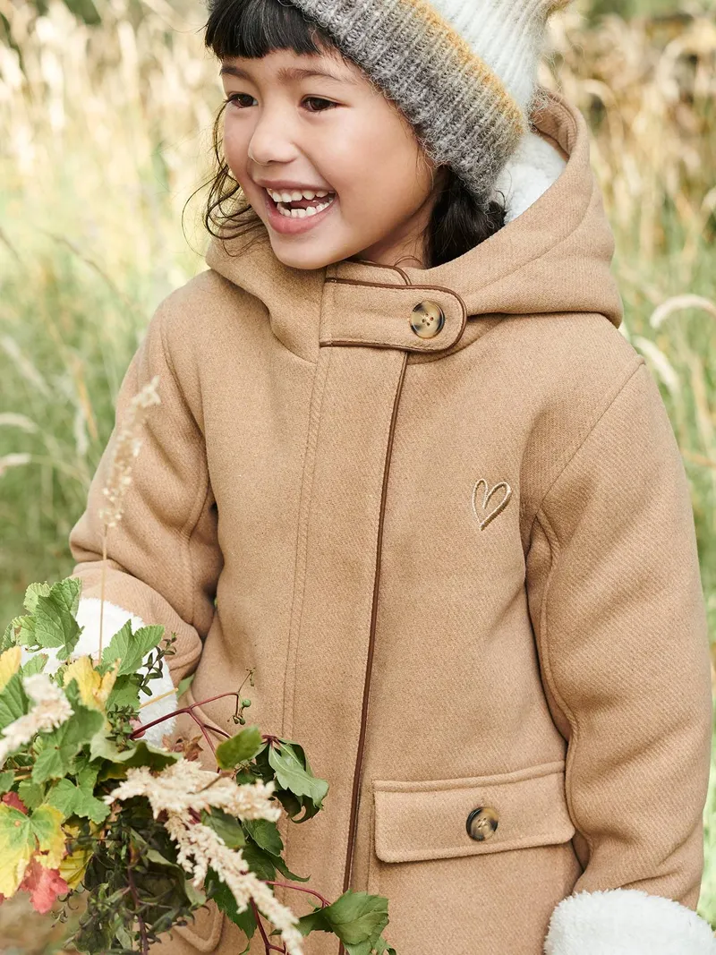 Vertbaudet Vertbaudet Mädchen Wintermantel aus Wollmix, Camelfarben, – Produktbild 2 von 4