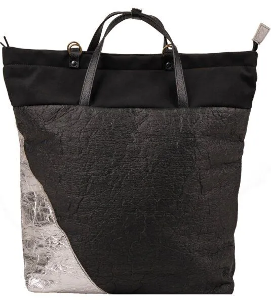 Gary Mash GARY MASH JANE Allroundertasche aus Ananasleder Piñatex, Schwarz-silber, – Produktbild 3 von 4