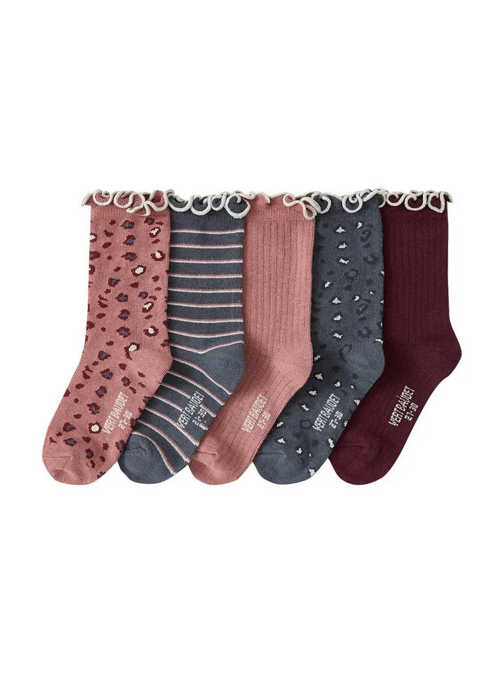 Vertbaudet Vertbaudet Socken Socken LEOPARD, Kinder 5er-Pack, Grau, – Produktbild 2 von 3
