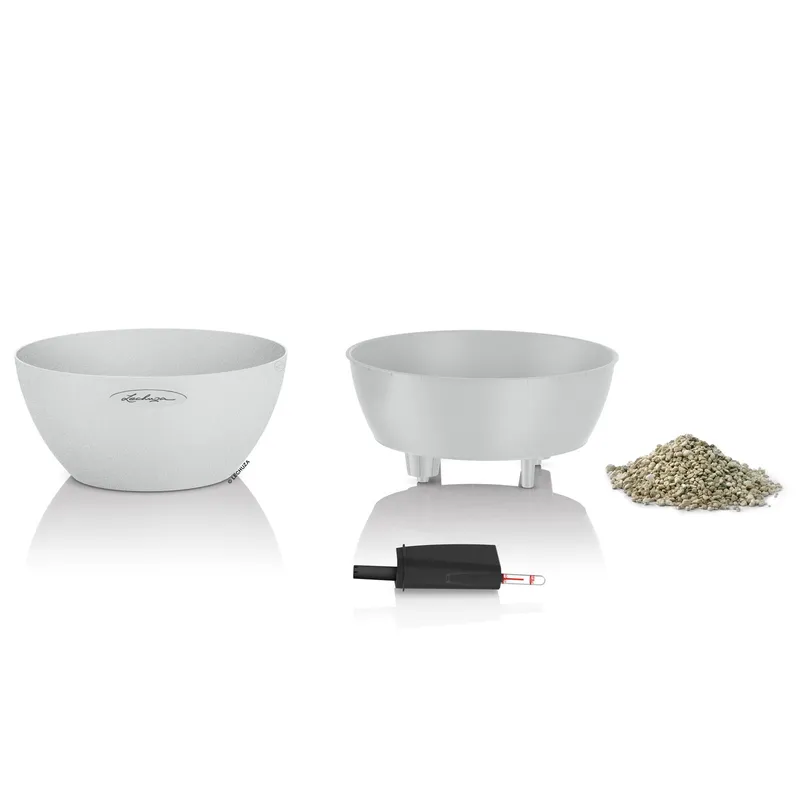 Lechuza® Lechuza® 'Cubeto Stone 30', quarzweiß, ca. Ø 30 x 13,5 cm, Weiß, – Produktbild 1 von 1