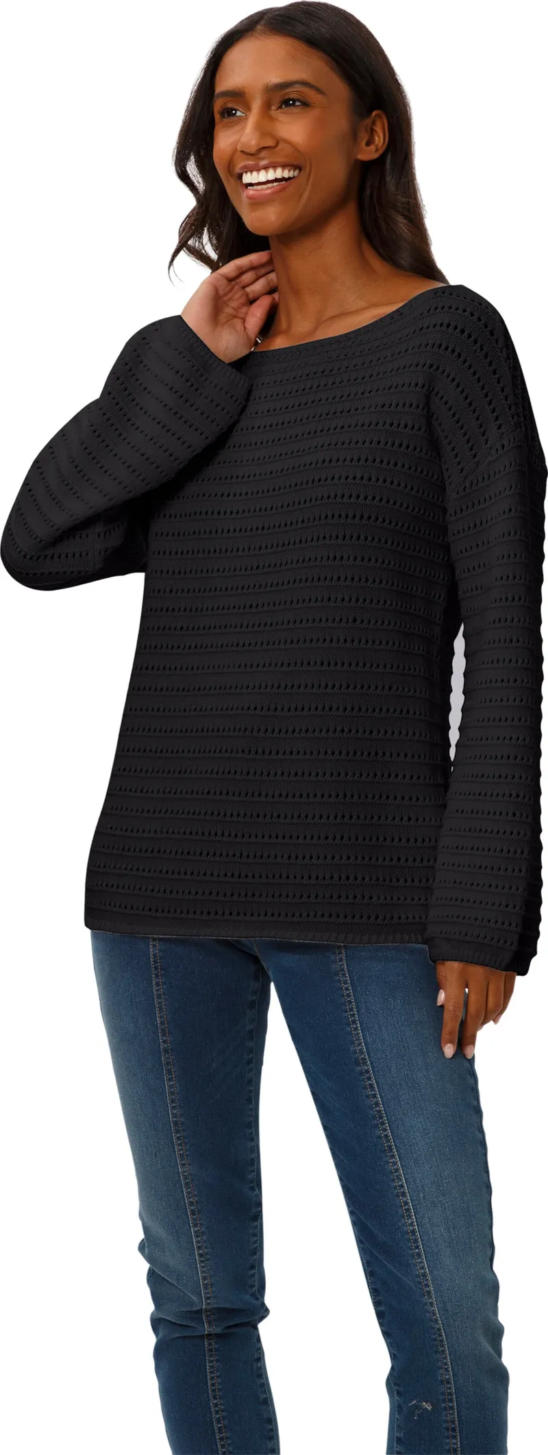 heine Ajourpullover schwarz, Schwarz, – Produktbild 2 von 2