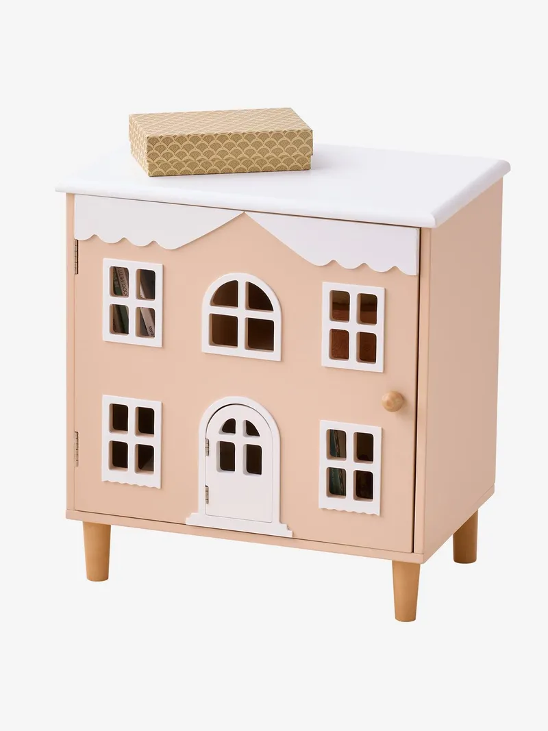 Vertbaudet Vertbaudet Nachttisch in Hausform mit kleiner Tür, Rosa, – Produktbild 4 von 4