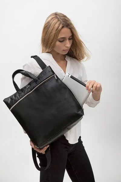 Smateria Smateria IKI Momentum veganer Rucksack und Einkaufstasche, Schwarz, – Produktbild 2 von 4