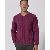 HempAge HempAge Gestreifter Strickpullover Hanf/Biobaumwolle Normal Fit, Wine (rot), – Produktbild 1 von 1