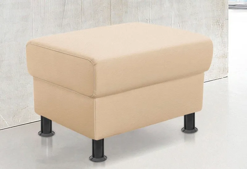TRENDMANUFAKTUR Hocker Rondo 67 cm, Polsterhocker zur Serie, Breite, Füße schwarz, Fußhocker wahlweise mit Federkern, in verschiedenen Bezügen bestellbar, Beige, – Produktbild 2 von 5