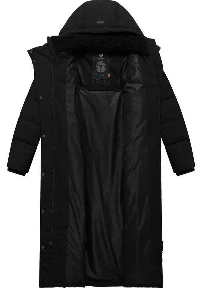 ragwear ragwear Steppmantel Pavla Extralong zeitloser, wasserdichter Damen Wintermantel, Schwarz, – Produktbild 4 von 4