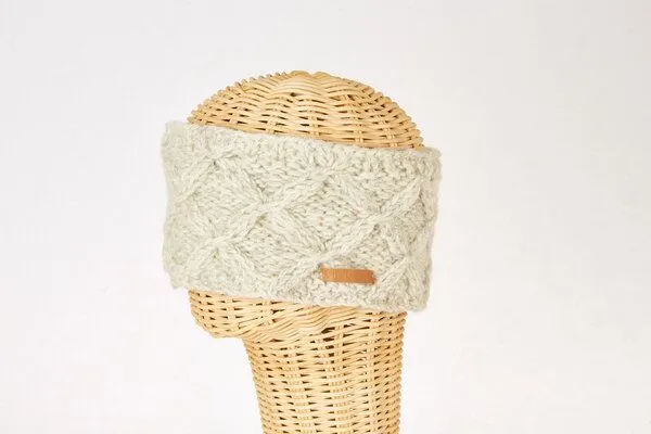 short'n'pietz short'n'pietz Schurwollstirnband mit Zopfrautenmuster, handgestrickt, Beige, – Produktbild 1 von 1