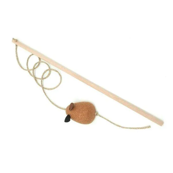 Kork-Deko Kork-Deko Katzenangel mit Korkmaus & Hanfseil | Natur Katzenspielzeug Made in Germany – Produktbild 2 von 4