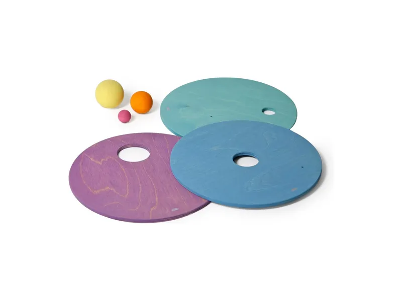 Grimms Grimms GRIMM’S x Stapelstein® Kullerscheiben cool pastell Scheiben Ø 21,4 cm , Kugeln Ø 20,35,45 mm – Produktbild 1 von 2