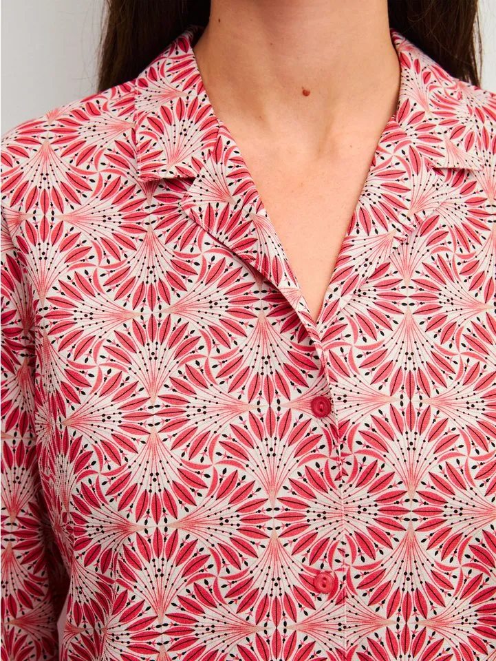 CALIDA CALIDA Pyjama Cotton Special Damen (2 tlg) durchgeknöpft, weich und formstabil, Rot, – Produktbild 5 von 5
