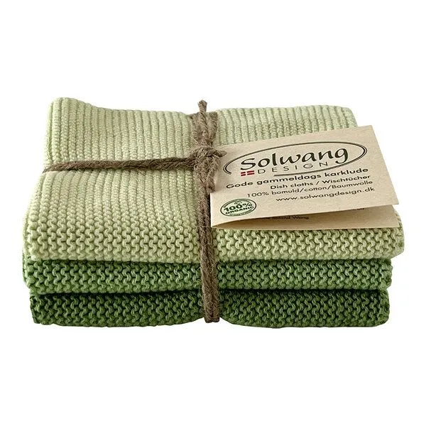 Solwang Design Solwang Design 3er-Set Spültücher aus 100% Biobaumwolle, Dusty grün kombi, – Produktbild 1 von 2