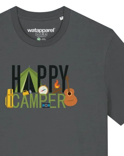 watapparel watapparel T-Shirt Unisex Happy Camper, Anthracite, – Produktbild 3 von 3