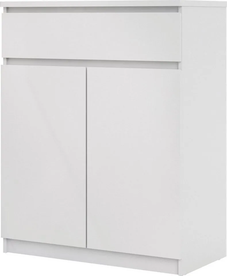 Home affaire Kommode Naia, abgerundete Schubladenkanten auf Metallgleiter, Breite 80,2 cm, Weiß, – Produktbild 3 von 5