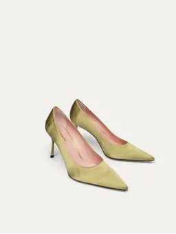 BIKKOU BIKKOU Damen vegan Pumps Romantisches Abendessen Grüner Satin – Produktbild 1 von 1