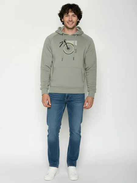 GreenBomb GREENBOMB Bike Light Trek - Hoodie aus Bio-Baumwolle mit Raglan-Arm / hochwertiger Print / GOTS / Fair & Vegan, Grau (moos mint), – Produktbild 3 von 4