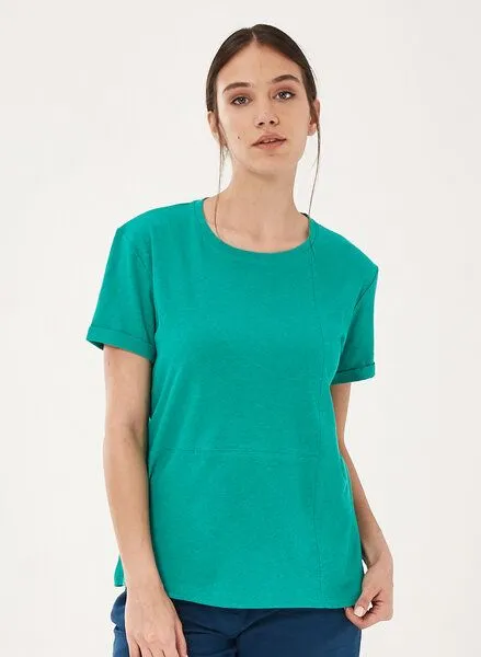 ORGANICATION ORGANICATION T-Shirt aus Bio-Baumwolle und Leinen, Emerald, – Produktbild 1 von 4