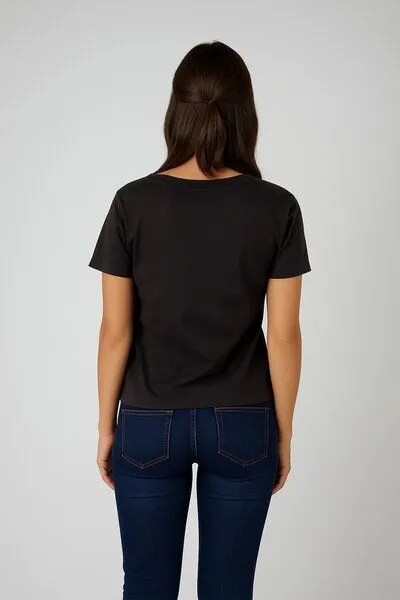 TORLAND TORLAND Damen T-Shirt mit V- Ausschnitt ISLA, Schwarz (black), – Produktbild 3 von 3