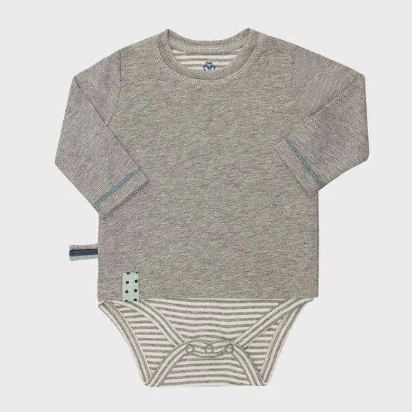 OrganicEra Baby Langarm T-shirt Body 'OrganicEra' aus Bio Baumwolle, Grey melange (grau), – Produktbild 4 von 4