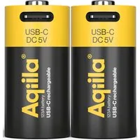 Aqiila Aqiila Akku-Batterie zum Wiederaufladen über USB-C, CR123A, 3V, 750 mAh, 2 Stk. – Produktbild 1 von 1