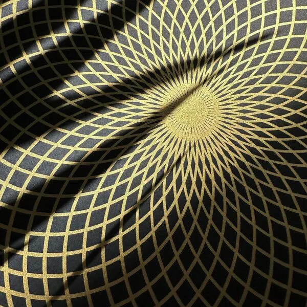 Veskor Cassiopeia Veskor Cassiopeia LOTUS DES LEBENS Heilige Geometrie Linoldruck | 50 × 50 cm | Gold auf Schwarz – Produktbild 4 von 4