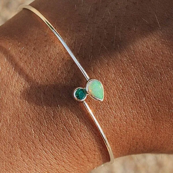Spirit of Island Spirit of Island Silber Armreifen | Opal & Smaragd, Silber, – Produktbild 3 von 4