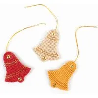 El Puente El Puente Deko-Anhänger "Glocken", 3er-Set | Fair Trade & Handmade aus Bangladesch, Gold,rot,natur,orange, – Produktbild 1 von 1