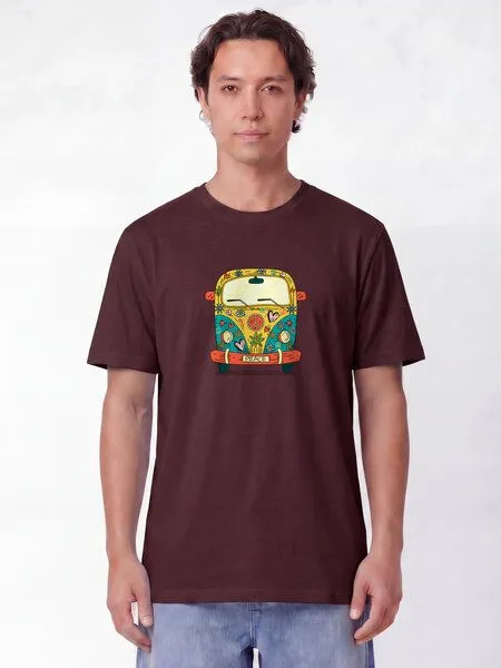 watapparel watapparel T-Shirt Unisex Hippies Bus, Red brown, – Produktbild 2 von 2
