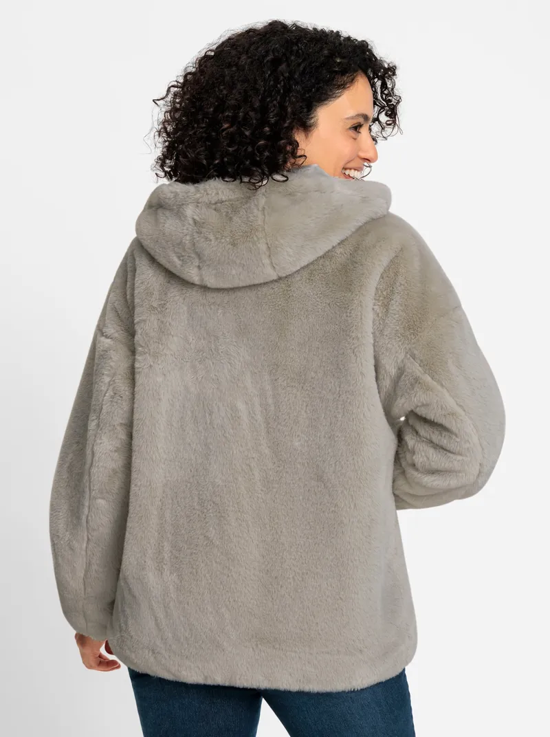 Witt Fellimitatjacke, Hellgrau, – Produktbild 2 von 2