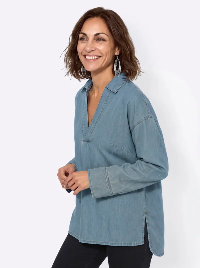 Witt Jeansbluse blue-bleached, Blue-bleached, – Produktbild 2 von 2