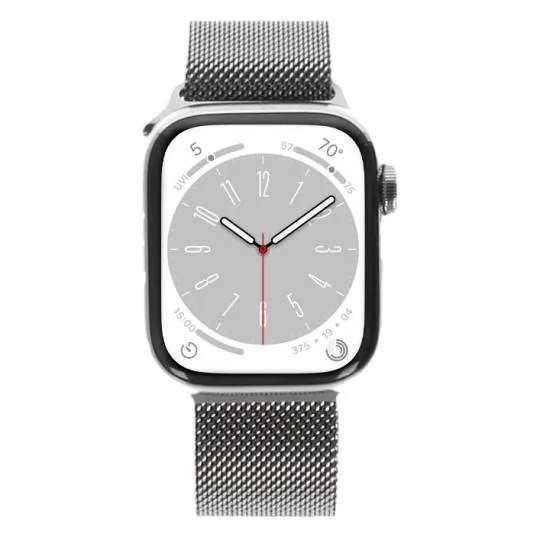 Apple Apple Watch Series 8 GPS + Cellular 41mm Edelstahl silber Milanaise-Armband silber, Silber, – Produktbild 1 von 3